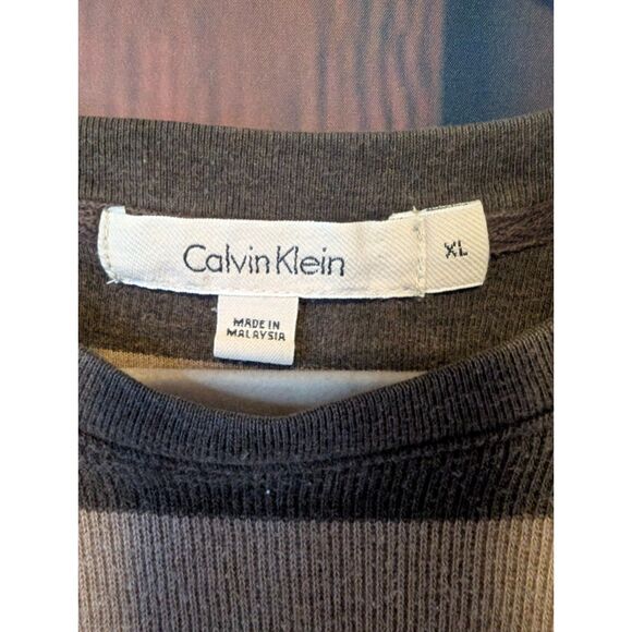 Calvin Klein Long Sleeve Brown Stripe Men's Shirt Size XL Preppy Casual Fall - Picture 4 of 5
